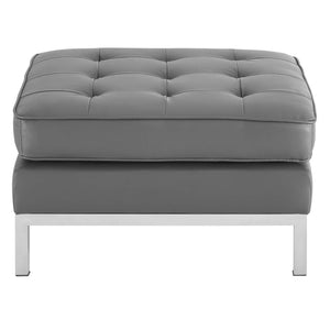 ModwayModway Loft Tufted Upholstered Faux Leather Ottoman EEI-3394 EEI-3394-SLV-GRY- BetterPatio.com
