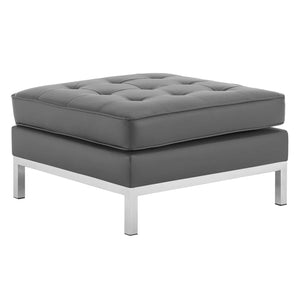 ModwayModway Loft Tufted Upholstered Faux Leather Ottoman EEI-3394 EEI-3394-SLV-GRY- BetterPatio.com