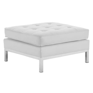 ModwayModway Loft Tufted Upholstered Faux Leather Ottoman EEI-3394 EEI-3394-SLV-WHI- BetterPatio.com