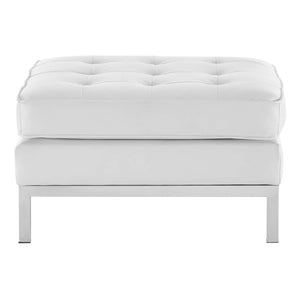 ModwayModway Loft Tufted Upholstered Faux Leather Ottoman EEI-3394 EEI-3394-SLV-WHI- BetterPatio.com