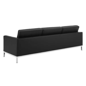 ModwayModway Loft Tufted Upholstered Faux Leather Sofa and Armchair Set EEI-4104 EEI-4104-SLV-BLK-SET- BetterPatio.com