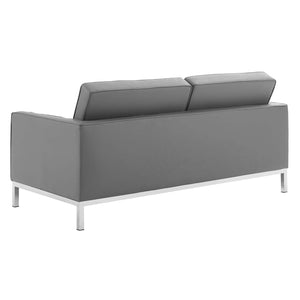 ModwayModway Loft Tufted Upholstered Faux Leather Sofa and Loveseat Set EEI-4106 EEI-4106-SLV-GRY-SET- BetterPatio.com