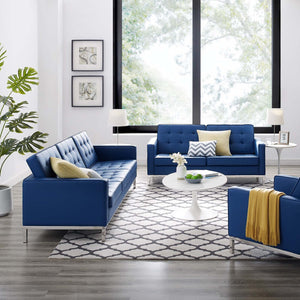 ModwayModway Loft Tufted Upholstered Faux Leather Sofa and Loveseat Set EEI-4106 EEI-4106-SLV-NAV-SET- BetterPatio.com