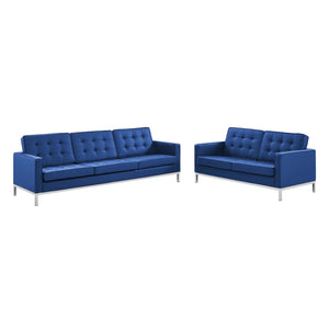 ModwayModway Loft Tufted Upholstered Faux Leather Sofa and Loveseat Set EEI-4106 EEI-4106-SLV-NAV-SET- BetterPatio.com