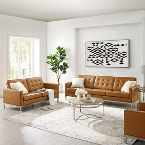 ModwayModway Loft Tufted Upholstered Faux Leather Sofa and Loveseat Set EEI-4106 EEI-4106-SLV-TAN-SET- BetterPatio.com