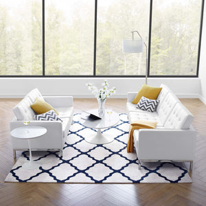 ModwayModway Loft Tufted Upholstered Faux Leather Sofa and Loveseat Set EEI-4106 EEI-4106-SLV-WHI-SET- BetterPatio.com