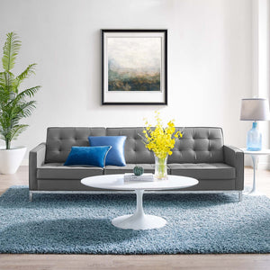 ModwayModway Loft Tufted Upholstered Faux Leather Sofa EEI-3385 EEI-3385-SLV-GRY- BetterPatio.com