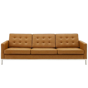 ModwayModway Loft Tufted Upholstered Faux Leather Sofa EEI-3385 EEI-3385-SLV-TAN- BetterPatio.com
