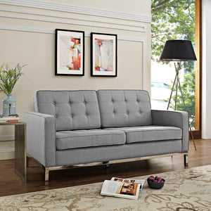 ModwayModway Loft Upholstered Fabric Loveseat EEI-2051 EEI-2051-LGR- BetterPatio.com