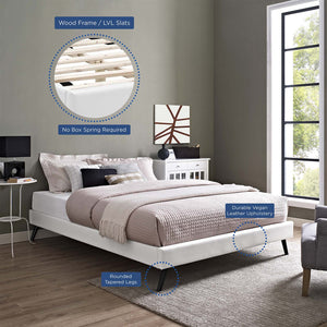 ModwayModway Loryn King Vinyl Bed Frame with Round Splayed Legs MOD-5892 MOD-5892-WHI- BetterPatio.com