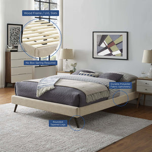 ModwayModway Loryn Queen Fabric Bed Frame with Round Splayed Legs MOD-5891 MOD-5891-BEI- BetterPatio.com