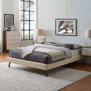 ModwayModway Loryn Queen Fabric Bed Frame with Round Splayed Legs MOD-5891 MOD-5891-BEI- BetterPatio.com