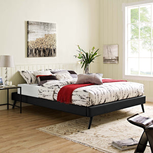 ModwayModway Loryn Queen Vinyl Bed Frame with Round Splayed Legs MOD-5890 MOD-5890-BLK- BetterPatio.com