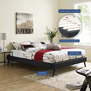 ModwayModway Loryn Queen Vinyl Bed Frame with Round Splayed Legs MOD-5890 MOD-5890-BLK- BetterPatio.com