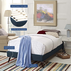 ModwayModway Loryn Twin Fabric Bed Frame with Round Splayed Legs MOD-5887 MOD-5887-AZU- BetterPatio.com