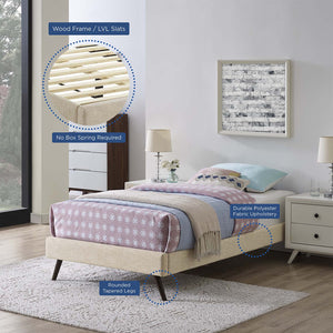 ModwayModway Loryn Twin Fabric Bed Frame with Round Splayed Legs MOD-5887 MOD-5887-BEI- BetterPatio.com