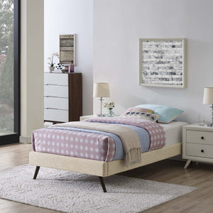 ModwayModway Loryn Twin Fabric Bed Frame with Round Splayed Legs MOD-5887 MOD-5887-BEI- BetterPatio.com