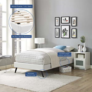 ModwayModway Loryn Twin Vinyl Bed Frame with Round Splayed Legs MOD-5886 MOD-5886-WHI- BetterPatio.com