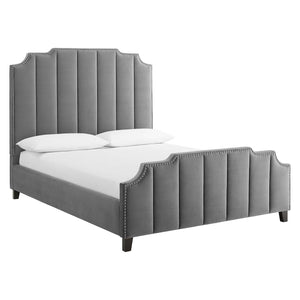 ModwayModway Lucille Queen Performance Velvet Platform Bed MOD-6281 MOD-6281-GRY- BetterPatio.com