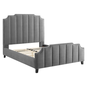 ModwayModway Lucille Queen Performance Velvet Platform Bed MOD-6281 MOD-6281-GRY- BetterPatio.com