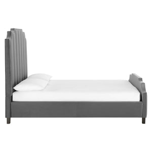 ModwayModway Lucille Queen Performance Velvet Platform Bed MOD-6281 MOD-6281-GRY- BetterPatio.com