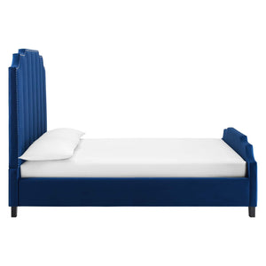 ModwayModway Lucille Queen Performance Velvet Platform Bed MOD-6281 MOD-6281-NAV- BetterPatio.com