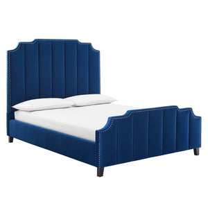 ModwayModway Lucille Queen Performance Velvet Platform Bed MOD-6281 MOD-6281-NAV- BetterPatio.com