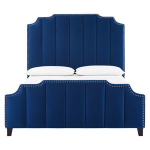 ModwayModway Lucille Queen Performance Velvet Platform Bed MOD-6281 MOD-6281-NAV- BetterPatio.com