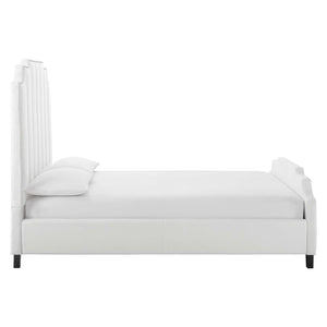 ModwayModway Lucille Queen Performance Velvet Platform Bed MOD-6281 MOD-6281-WHI- BetterPatio.com