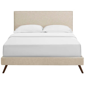 ModwayModway Macie Full Fabric Platform Bed with Round Splayed Legs MOD-5961 MOD-5961-BEI- BetterPatio.com