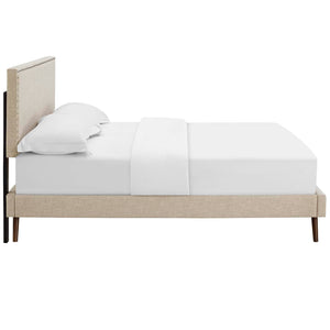 ModwayModway Macie Full Fabric Platform Bed with Round Splayed Legs MOD-5961 MOD-5961-BEI- BetterPatio.com