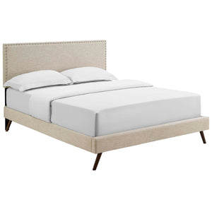 ModwayModway Macie Full Fabric Platform Bed with Round Splayed Legs MOD-5961 MOD-5961-BEI- BetterPatio.com