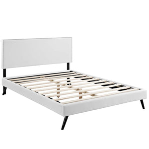 ModwayModway Macie Full Vinyl Platform Bed with Round Splayed Legs MOD-5960 MOD-5960-WHI- BetterPatio.com