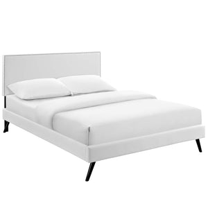 ModwayModway Macie Full Vinyl Platform Bed with Round Splayed Legs MOD-5960 MOD-5960-WHI- BetterPatio.com