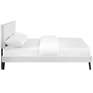 ModwayModway Macie Full Vinyl Platform Bed with Round Splayed Legs MOD-5960 MOD-5960-WHI- BetterPatio.com