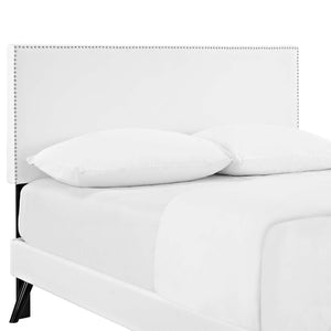 ModwayModway Macie Full Vinyl Platform Bed with Round Splayed Legs MOD-5960 MOD-5960-WHI- BetterPatio.com