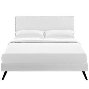 ModwayModway Macie Full Vinyl Platform Bed with Round Splayed Legs MOD-5960 MOD-5960-WHI- BetterPatio.com