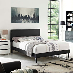 ModwayModway Macie King Vinyl Platform Bed with Squared Tapered Legs MOD-5972 MOD-5972-BLK- BetterPatio.com