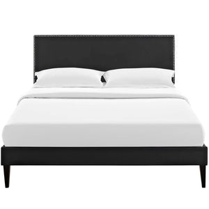 ModwayModway Macie King Vinyl Platform Bed with Squared Tapered Legs MOD-5972 MOD-5972-BLK- BetterPatio.com