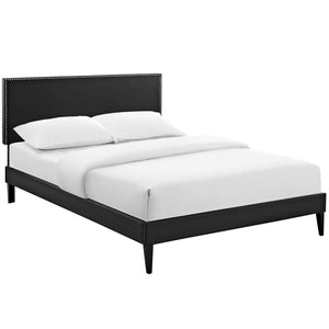 ModwayModway Macie King Vinyl Platform Bed with Squared Tapered Legs MOD-5972 MOD-5972-BLK- BetterPatio.com