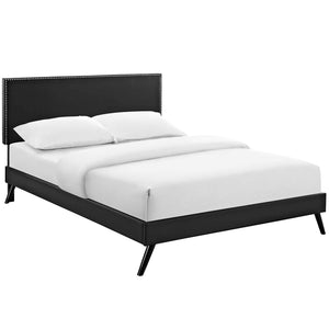 ModwayModway Macie Queen Vinyl Platform Bed with Round Splayed Legs MOD-5962 MOD-5962-BLK- BetterPatio.com