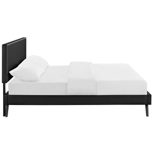 ModwayModway Macie Queen Vinyl Platform Bed with Round Splayed Legs MOD-5962 MOD-5962-BLK- BetterPatio.com