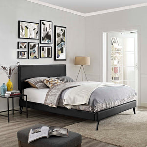 ModwayModway Macie Queen Vinyl Platform Bed with Round Splayed Legs MOD-5962 MOD-5962-BLK- BetterPatio.com