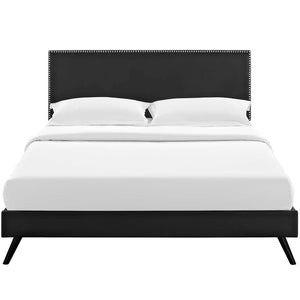 ModwayModway Macie Queen Vinyl Platform Bed with Round Splayed Legs MOD-5962 MOD-5962-BLK- BetterPatio.com