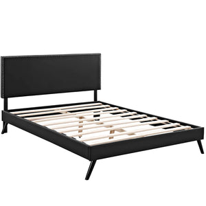 ModwayModway Macie Queen Vinyl Platform Bed with Round Splayed Legs MOD-5962 MOD-5962-BLK- BetterPatio.com