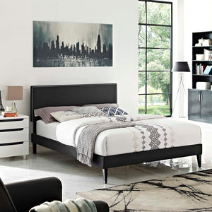 ModwayModway Macie Queen Vinyl Platform Bed with Squared Tapered Legs MOD-5970 MOD-5970-BLK- BetterPatio.com