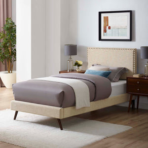 ModwayModway Macie Twin Fabric Platform Bed with Round Splayed Legs MOD-5959 MOD-5959-BEI- BetterPatio.com