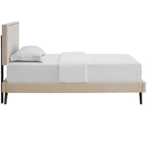 ModwayModway Macie Twin Fabric Platform Bed with Round Splayed Legs MOD-5959 MOD-5959-BEI- BetterPatio.com