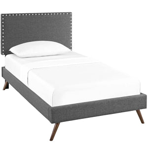 ModwayModway Macie Twin Fabric Platform Bed with Round Splayed Legs MOD-5959 MOD-5959-GRY- BetterPatio.com
