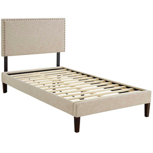 ModwayModway Macie Twin Fabric Platform Bed with Squared Tapered Legs MOD-5967 MOD-5967-BEI- BetterPatio.com